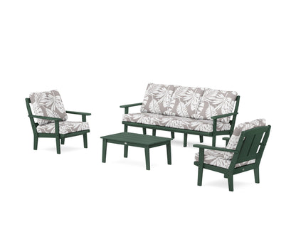 POLYWOOD® Mission 4-Piece Deep Seating Set with Sofa in Green / Leaf Grey Mist