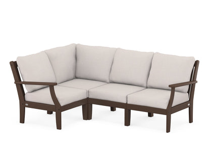 POLYWOOD® Braxton Modular 4-Piece Deep Seating Set in Mahogany / Dune Burlap