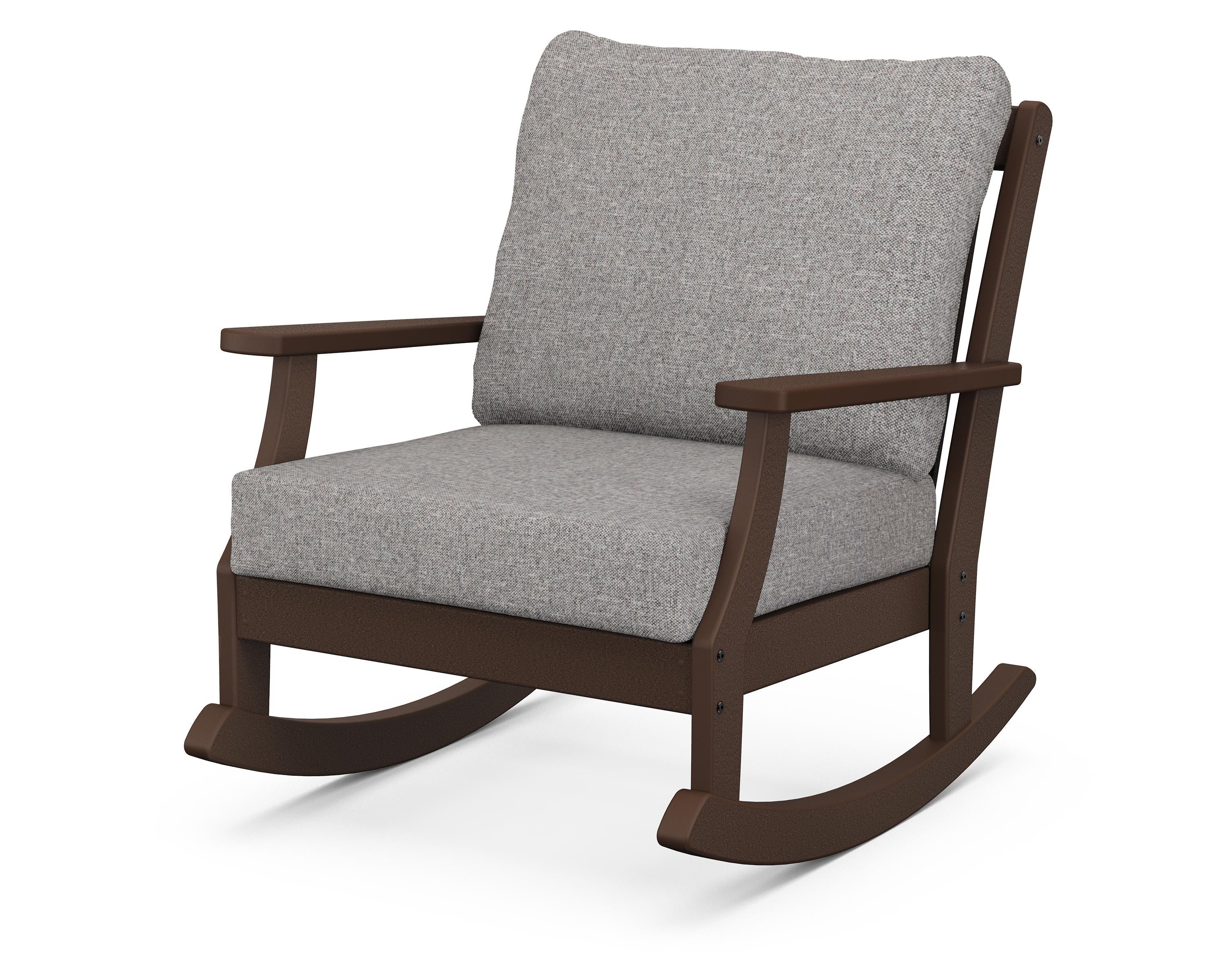 POLYWOOD® Braxton Deep Seating Rocking Chair in Mahogany / Grey Mist