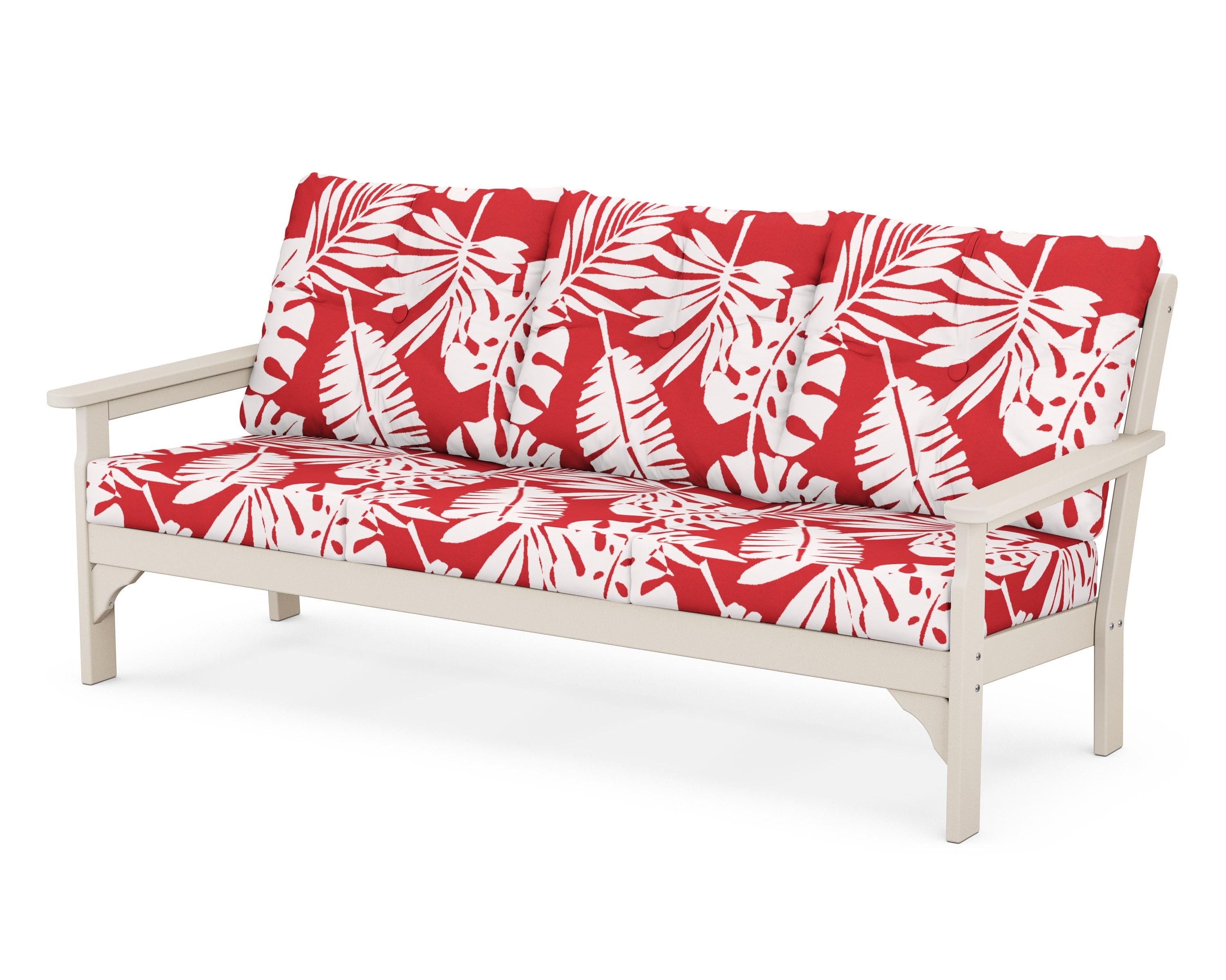 POLYWOOD® Vineyard Deep Seating Sofa in Sand / Leaf Crimson