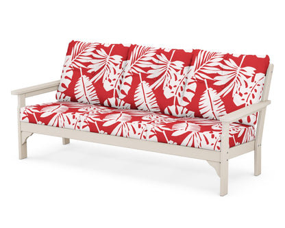 POLYWOOD® Vineyard Deep Seating Sofa in Sand / Leaf Crimson