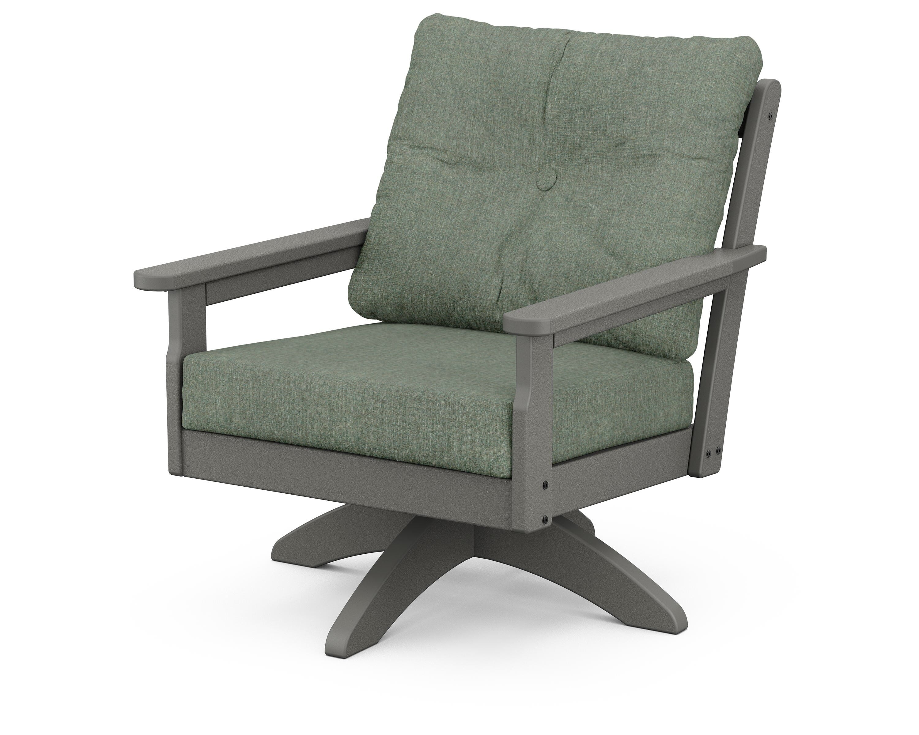 POLYWOOD® Vineyard Deep Seating Swivel Chair in Slate Grey / Cast Sage
