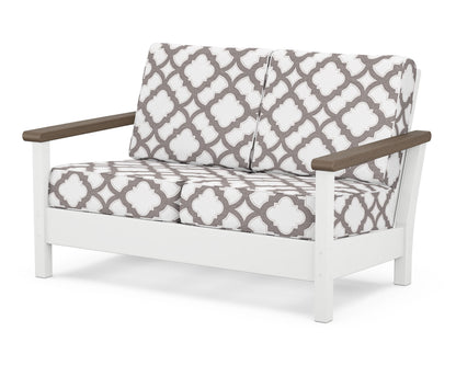 POLYWOOD® Harbour Deep Seating Loveseat in White / Kona / Trellis Grey Mist