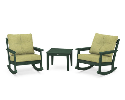 POLYWOOD® Vineyard 3-Piece Deep Seating Rocker Set in Green / Chartreuse Boucle