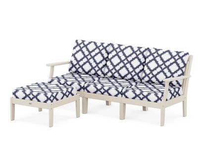POLYWOOD® Braxton Modular 4-Piece Deep Seating Set with Ottoman in Sand / Trellis Navy