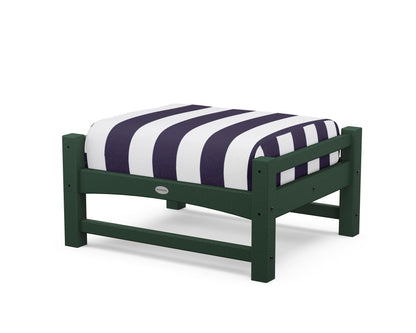 POLYWOOD® Club Ottoman in Green / Cabana Stripe Navy