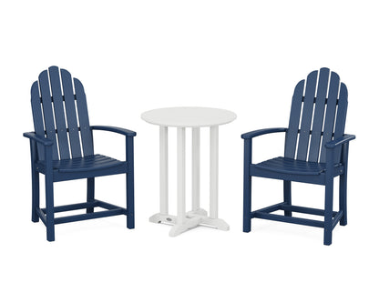 POLYWOOD® Classic Adirondack 3-Piece Round Bistro Dining Set in Navy / White
