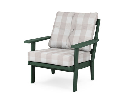 POLYWOOD® Prairie Deep Seating Chair in Green / Buffalo Plaid Dune Burlap