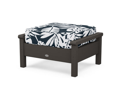 POLYWOOD® Harbour Deep Seating Ottoman in Vintage Coffee / Leaf Marine Indigo