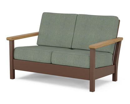 POLYWOOD® Harbour Deep Seating Loveseat in Mahogany / Natural / Cast Sage