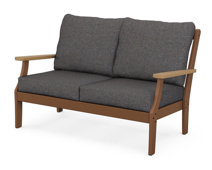POLYWOOD® Braxton Deep Seating Loveseat in Teak / Natural / Ash Charcoal