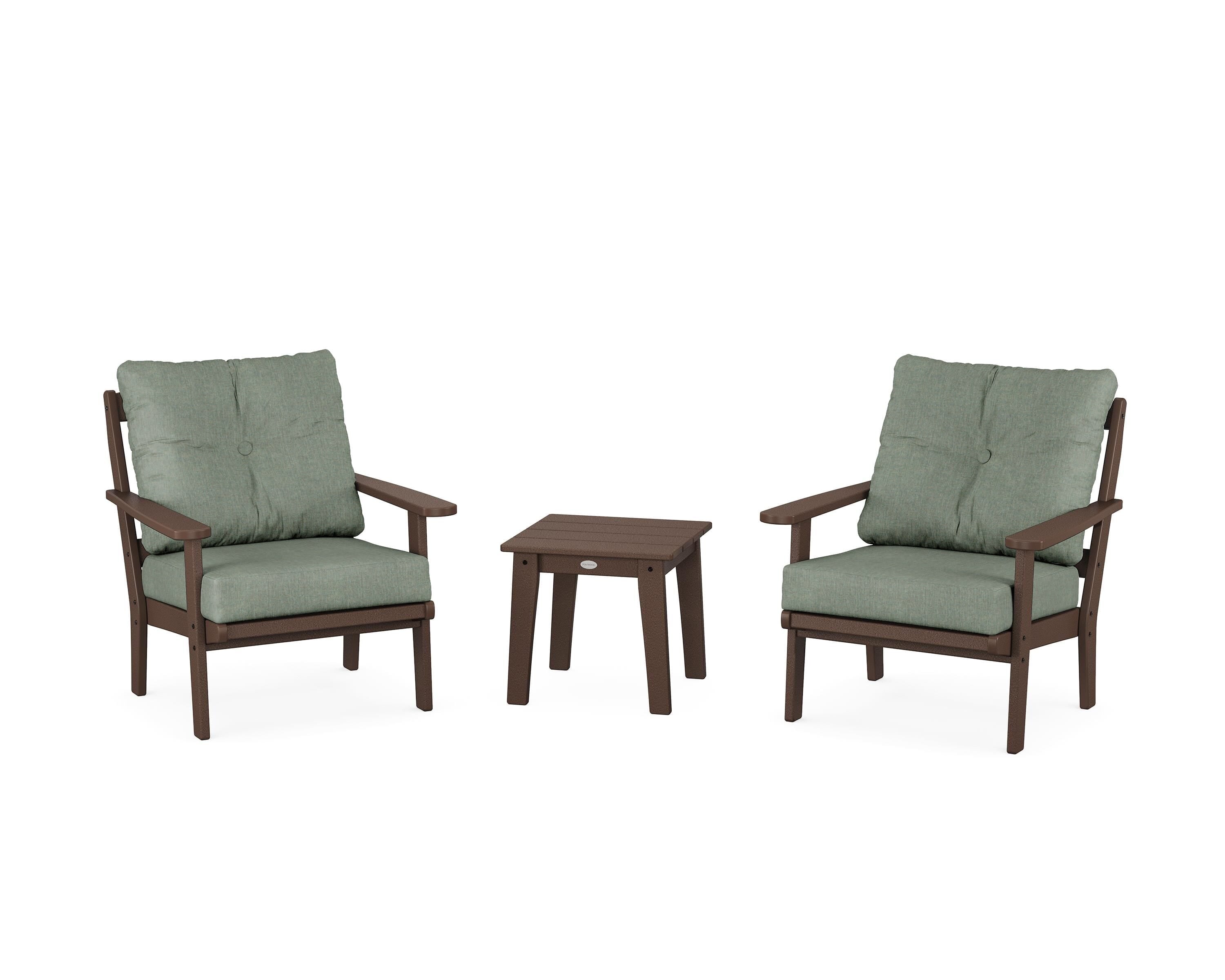 POLYWOOD® Mission 3-Piece Deep Seating Set in Mahogany / Cast Sage