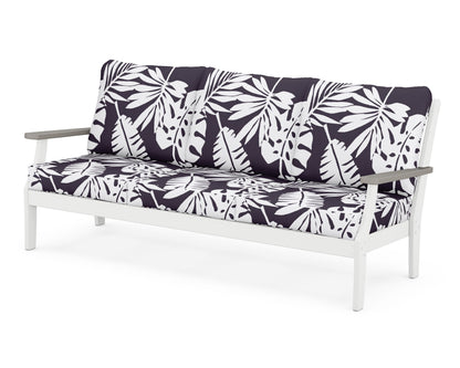 POLYWOOD® Braxton Deep Seating Sofa in White / Driftwood / Leaf Navy