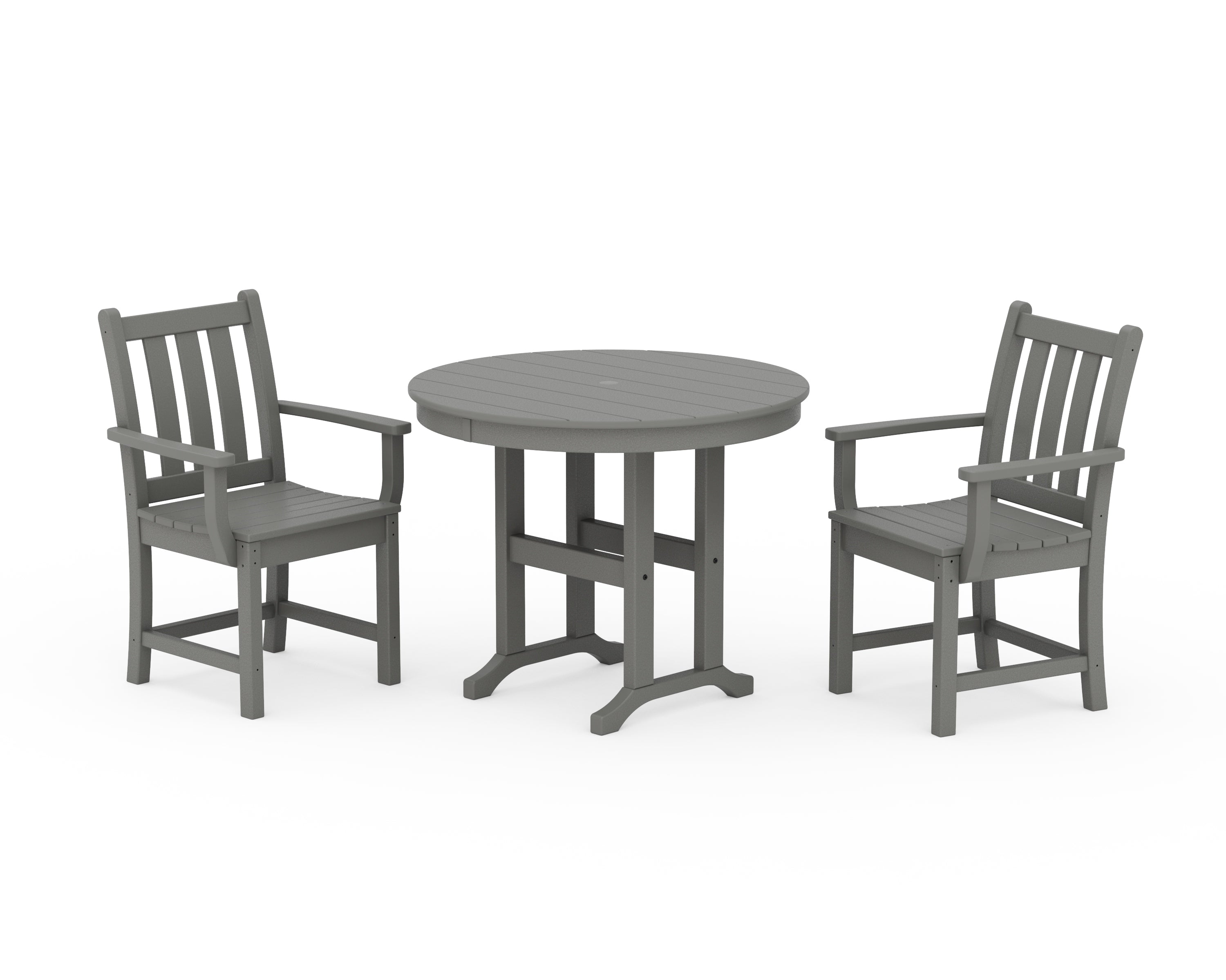 POLYWOOD® Traditional Garden 3-Piece Round Dining Set in Slate Grey