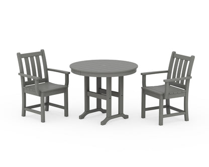 POLYWOOD® Traditional Garden 3-Piece Round Dining Set in Slate Grey