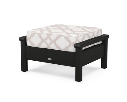 POLYWOOD® Harbour Deep Seating Ottoman in Black / Trellis Dune Burlap