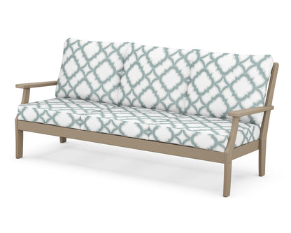 POLYWOOD® Braxton Deep Seating Sofa in Vintage Sahara / Trellis Glacier Spa