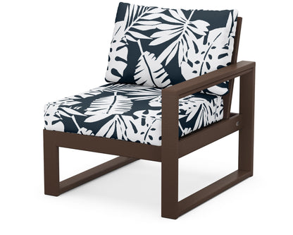 POLYWOOD® EDGE Modular Right Arm Chair in Mahogany / Leaf Marine Indigo