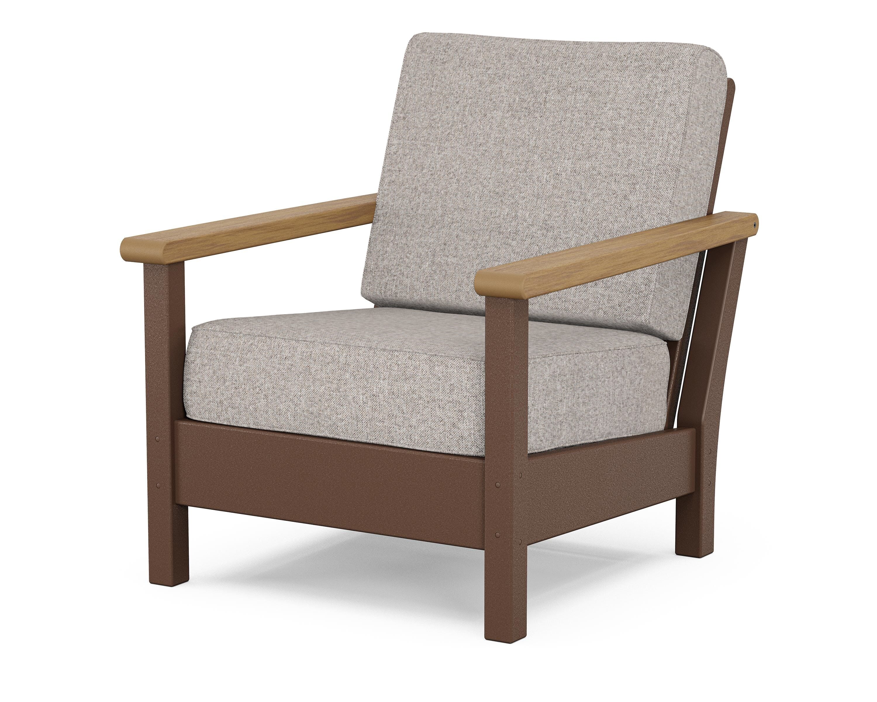 POLYWOOD® Harbour Deep Seating Chair in Mahogany / Natural / Weathered Tweed