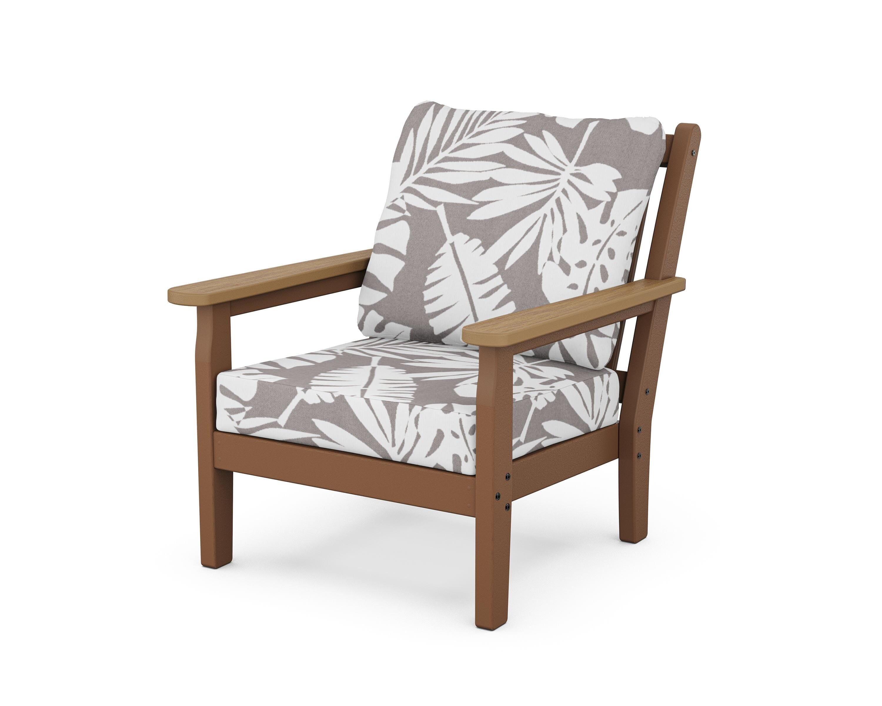 POLYWOOD® Chippendale Deep Seating Chair in Teak / Natural / Leaf Grey Mist