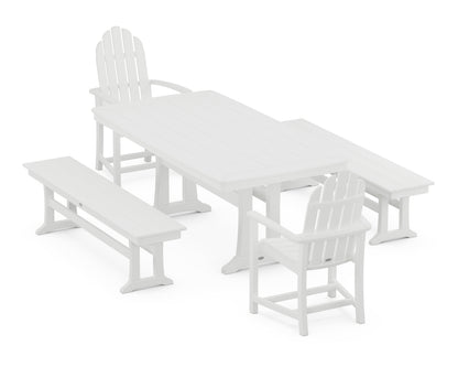 POLYWOOD® Classic Adirondack 5-Piece Dining Set with Trestle Legs in White