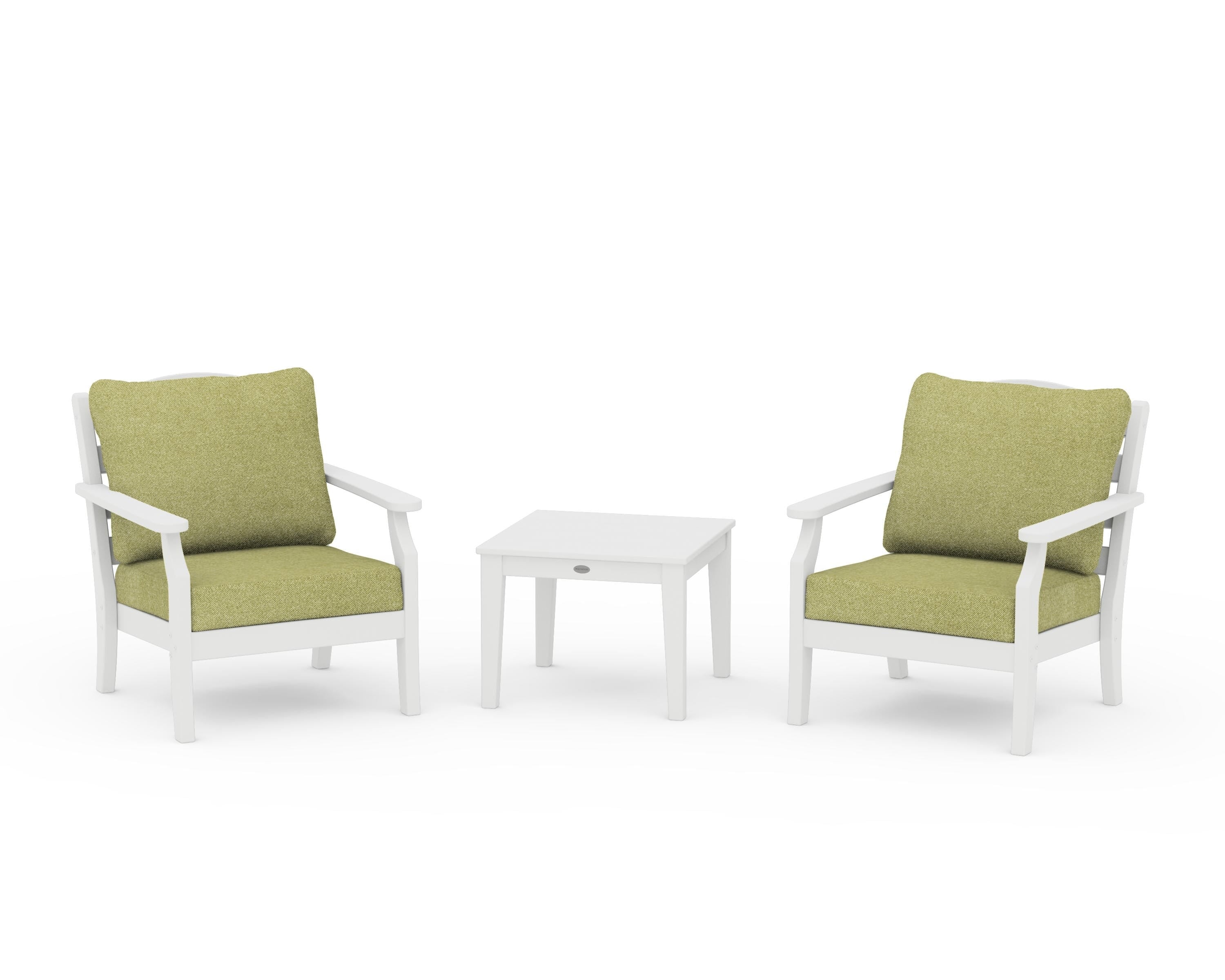 Draper James™ by  POLYWOOD® Savannah 3-Piece Deep Seating Set in White / Chartreuse Boucle