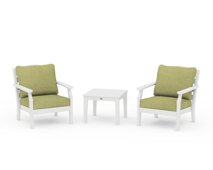 Draper James™ by  POLYWOOD® Savannah 3-Piece Deep Seating Set in White / Chartreuse Boucle