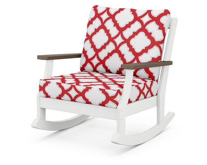 POLYWOOD® Braxton Deep Seating Rocking Chair in White / Kona / Trellis Crimson