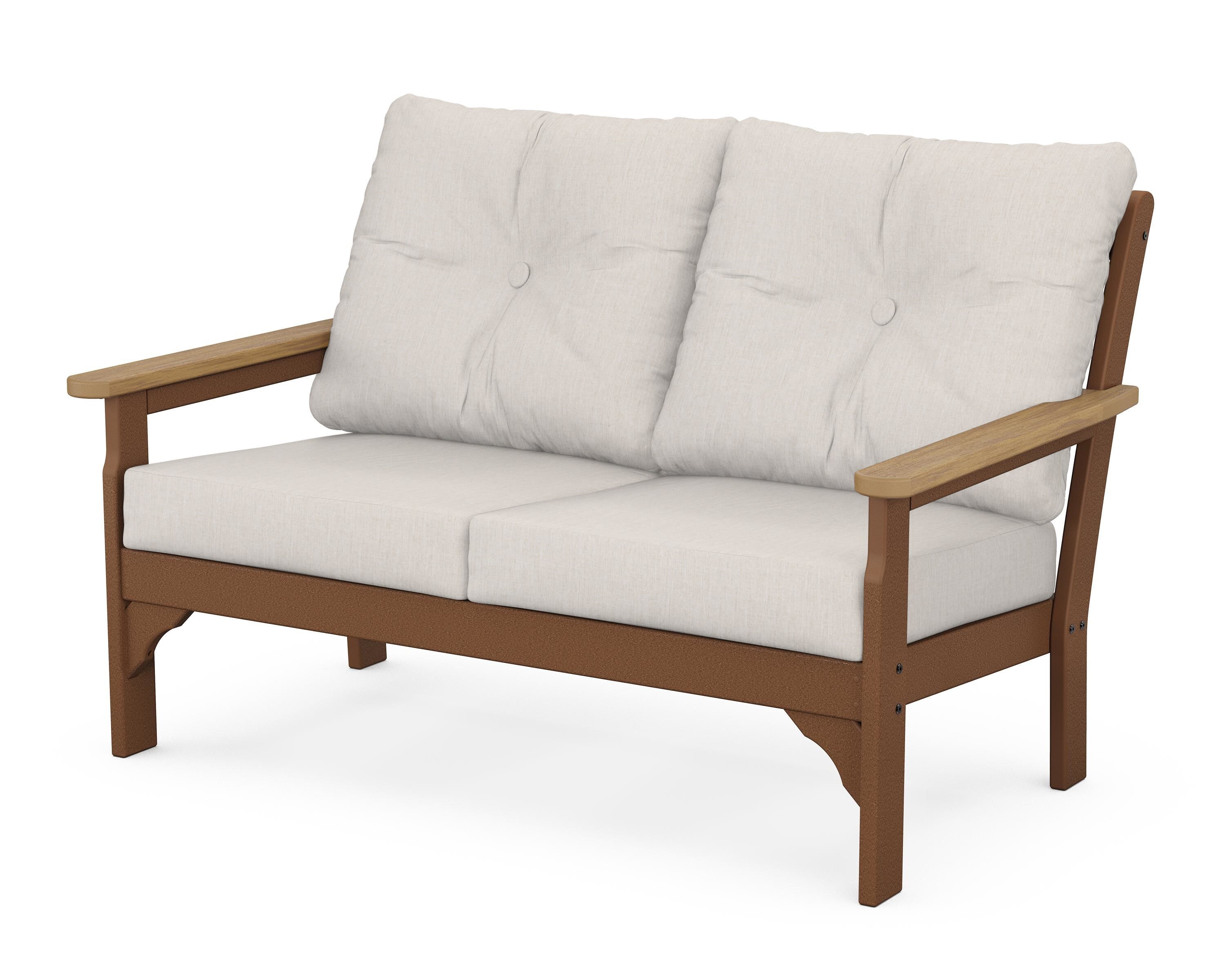POLYWOOD® Vineyard Deep Seating Loveseat in Teak / Natural / Cast Ash