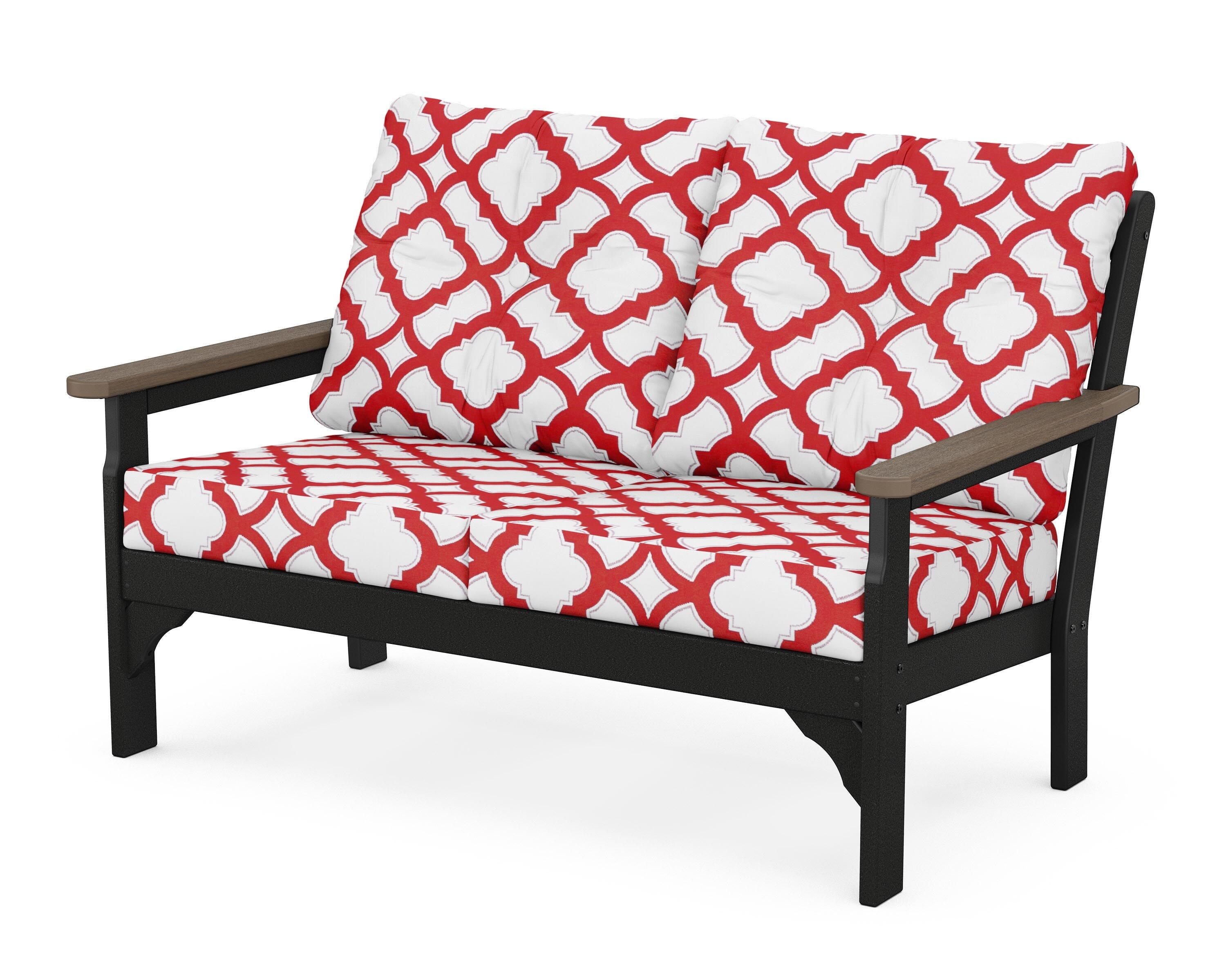 POLYWOOD® Vineyard Deep Seating Loveseat in Black / Kona / Trellis Crimson