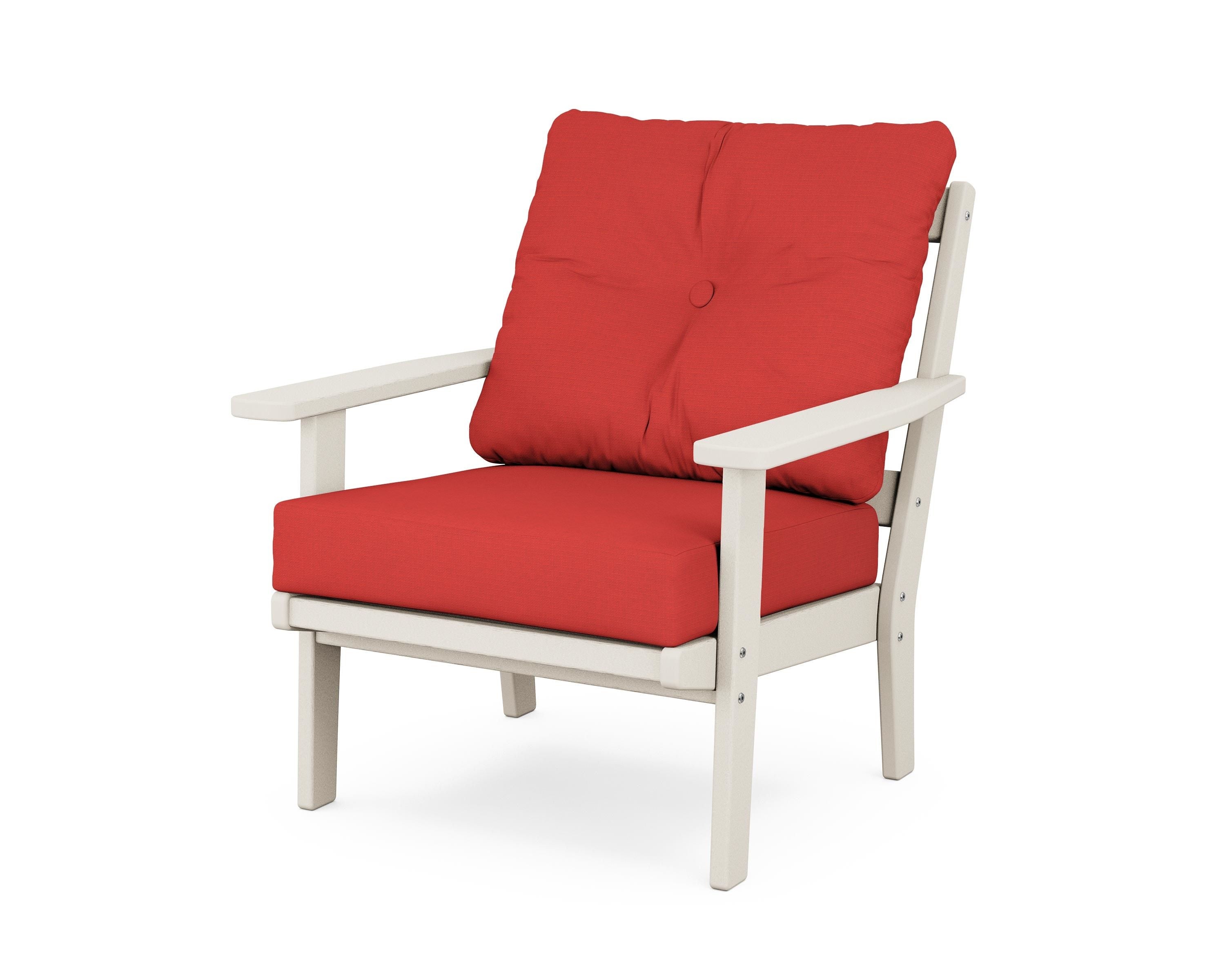 POLYWOOD® Prairie Deep Seating Chair in Sand / Crimson Linen