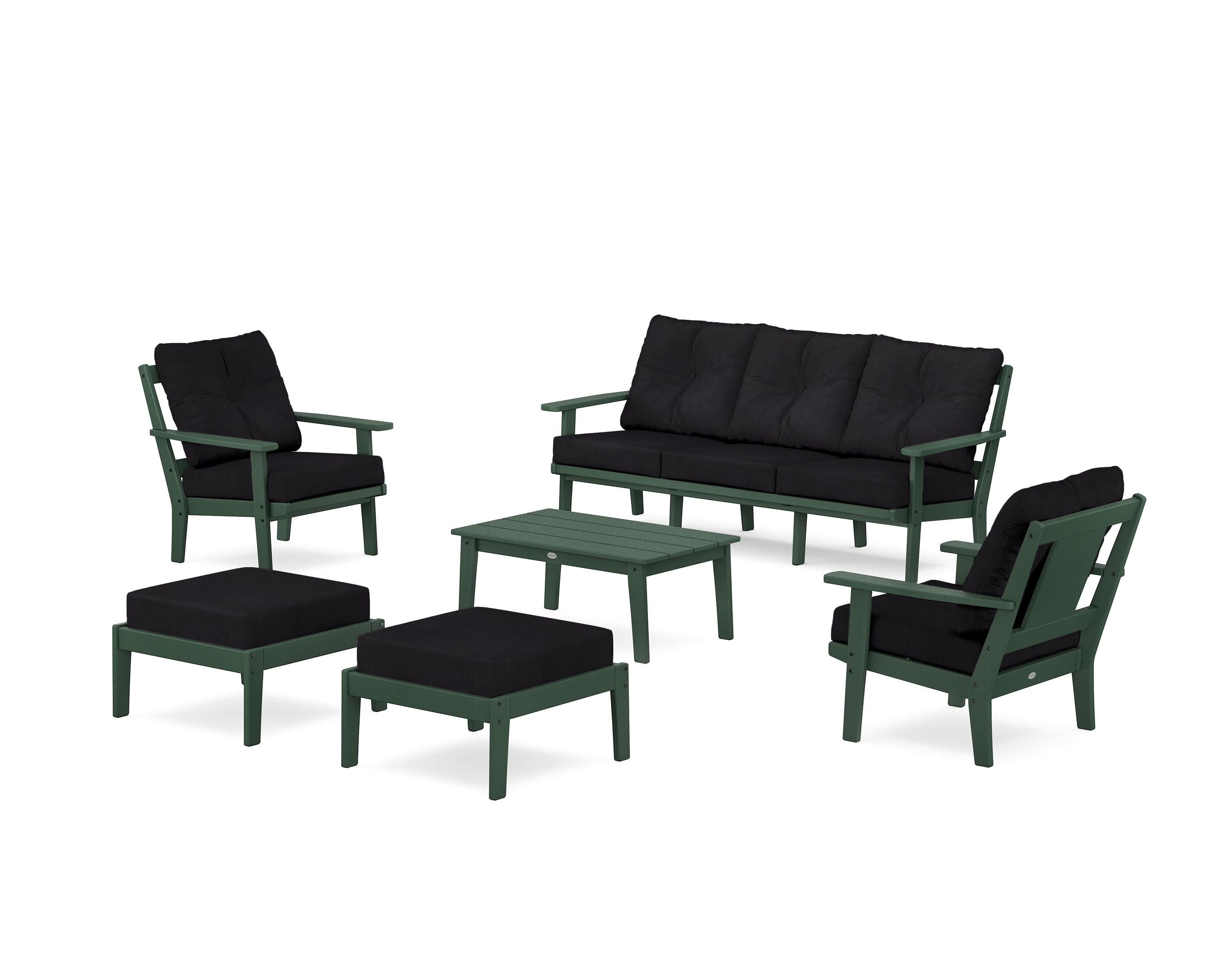 POLYWOOD® Prairie 6-Piece Lounge Sofa Set in Green / Midnight Linen