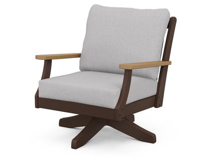 POLYWOOD® Braxton Deep Seating Swivel Chair in Mahogany / Natural / Granite
