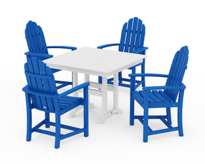 POLYWOOD® Classic Adirondack 5-Piece Farmhouse Dining Set in Pacific Blue / White