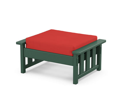 Martha Stewart by POLYWOOD® Acadia Deep Seating Ottoman in Green / Crimson Linen