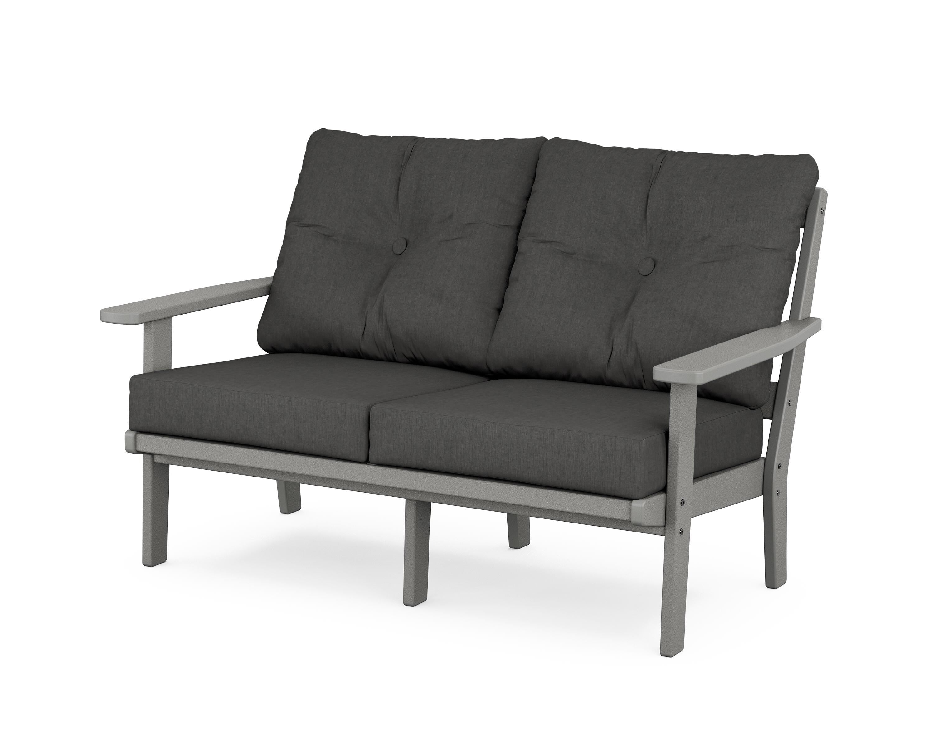 POLYWOOD® Oxford Deep Seating Loveseat in Slate Grey / Spectrum Carbon
