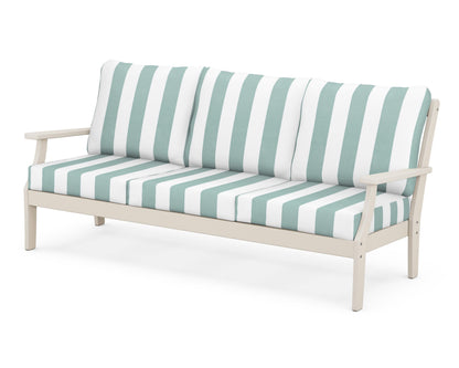 POLYWOOD® Braxton Deep Seating Sofa in Sand / Cabana Stripe Glacier Spa