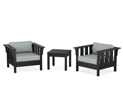 Martha Stewart by POLYWOOD® Acadia 3-Piece Deep Seating Set in Black / Spa
