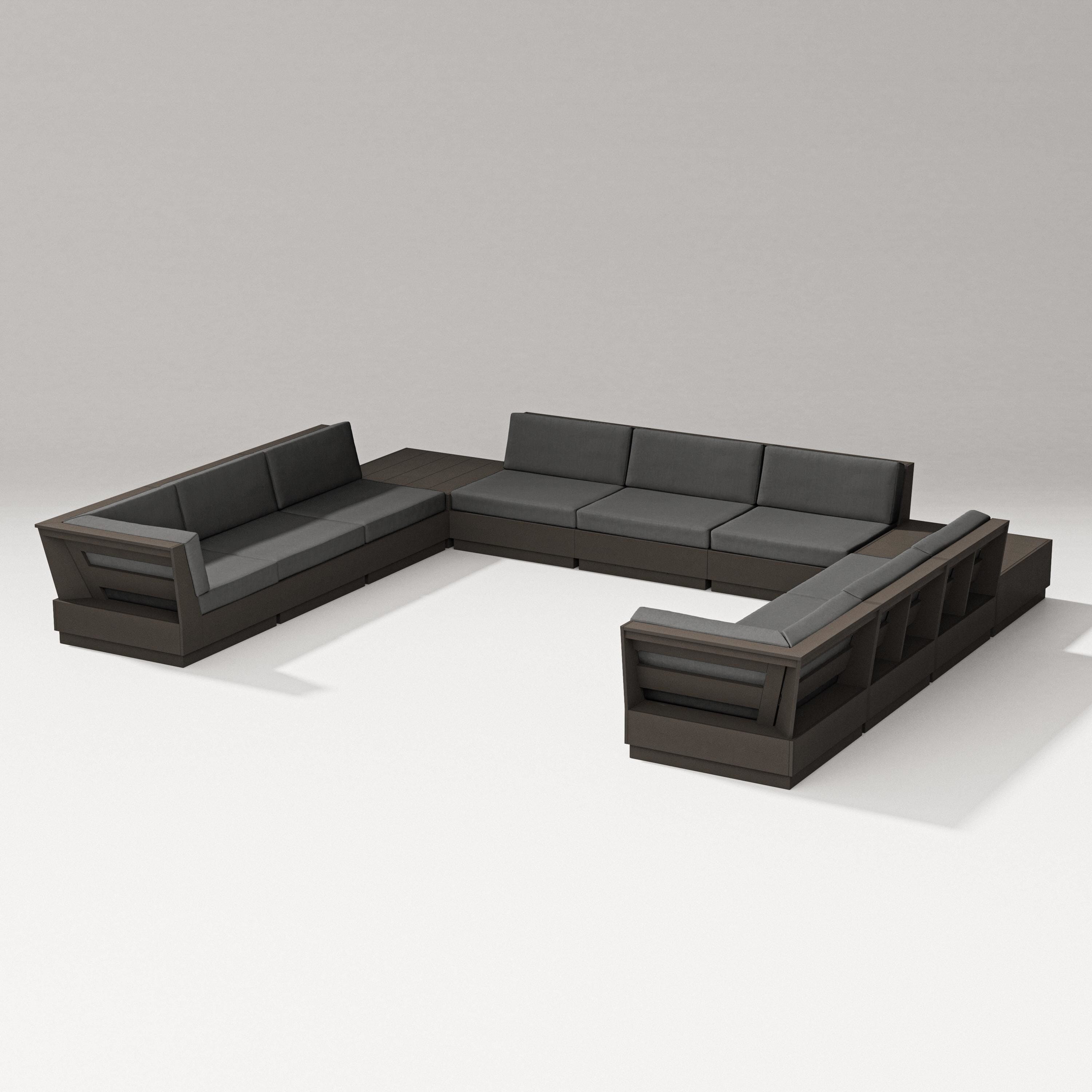 PW Designer Series Elevate 11-Piece U-Shaped Sofa Sectional in Vintage Coffee / Spectrum Carbon