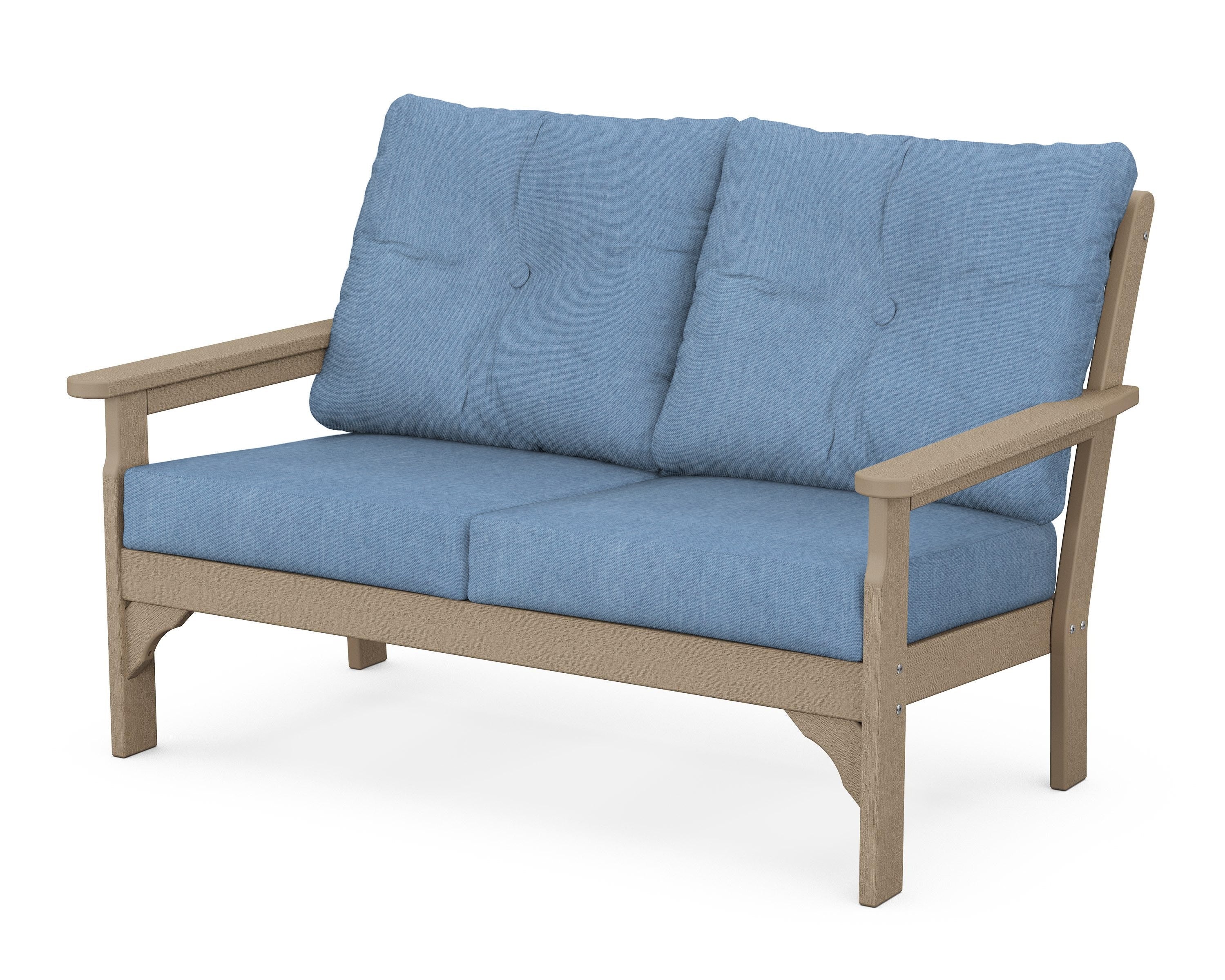POLYWOOD® Vineyard Deep Seating Loveseat in Vintage Sahara / Sky Blue