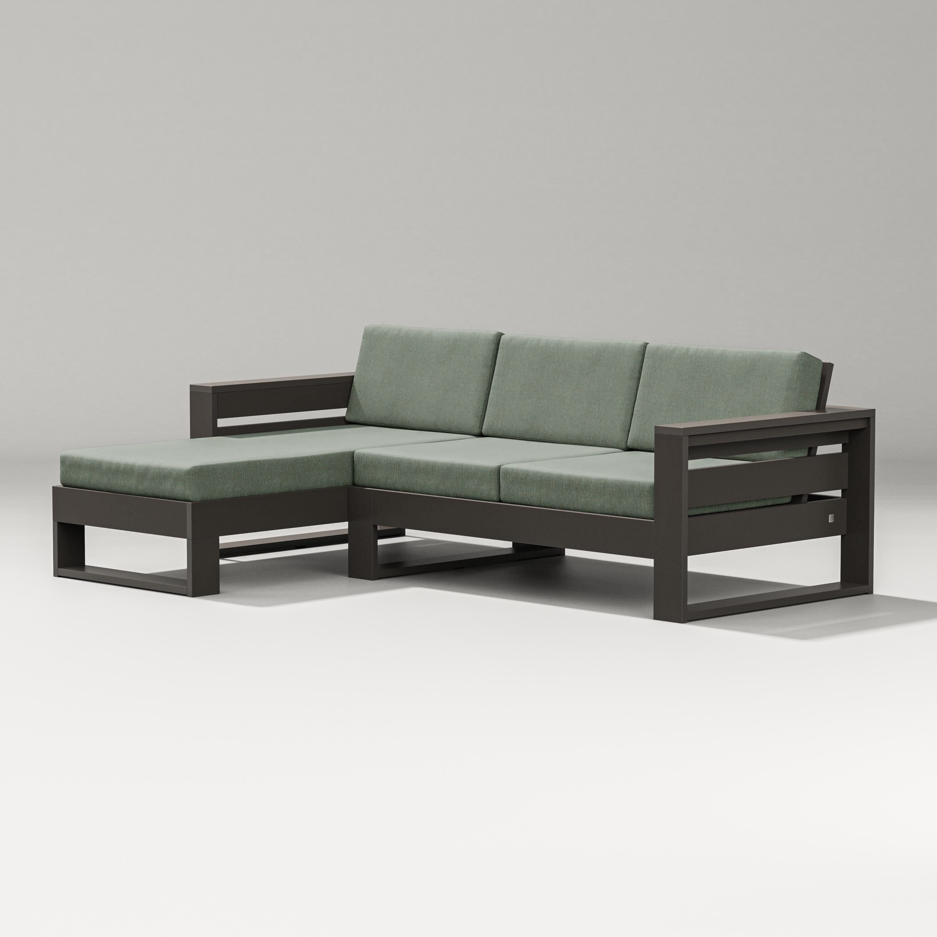 PW Designer Series Latitude Left Chaise Sectional in Vintage Coffee / Cast Sage