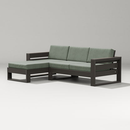 PW Designer Series Latitude Left Chaise Sectional in Vintage Coffee / Cast Sage