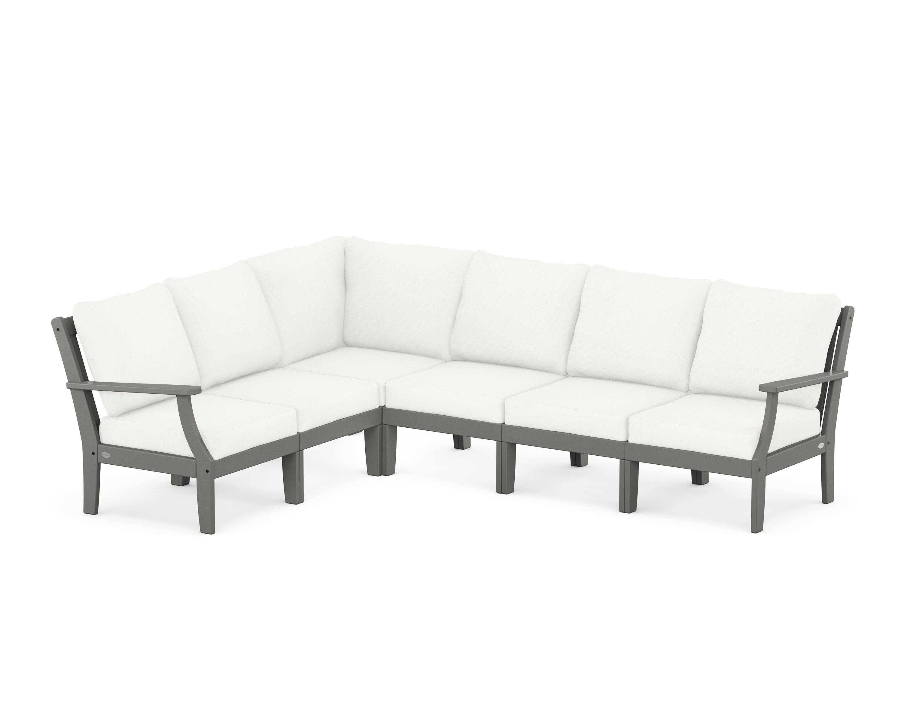 POLYWOOD® Braxton Modular 6-Piece Deep Seating Set in Slate Grey / Natural Linen