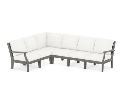 POLYWOOD® Braxton Modular 6-Piece Deep Seating Set in Slate Grey / Natural Linen