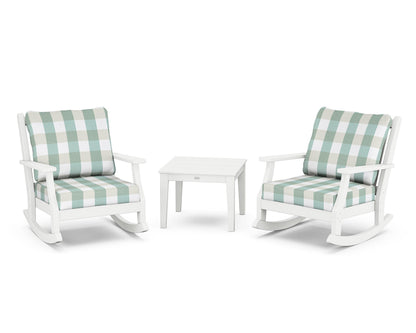 Country Living Wovendale 3-Piece Deep Seating Rocker Set in White / Buffalo Plaid Glacier Spa
