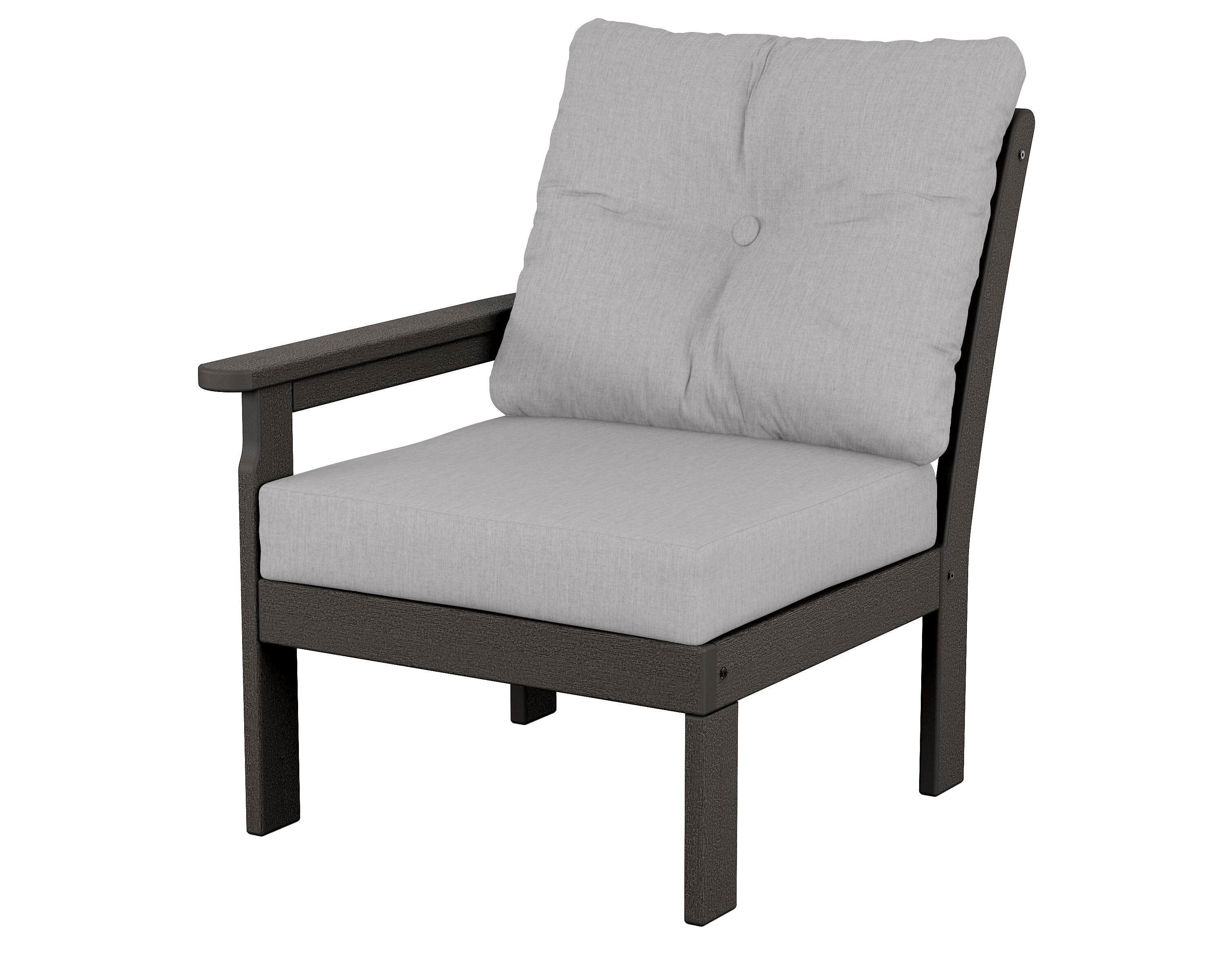POLYWOOD® Vineyard Modular Left Arm Chair in Vintage Coffee / Granite