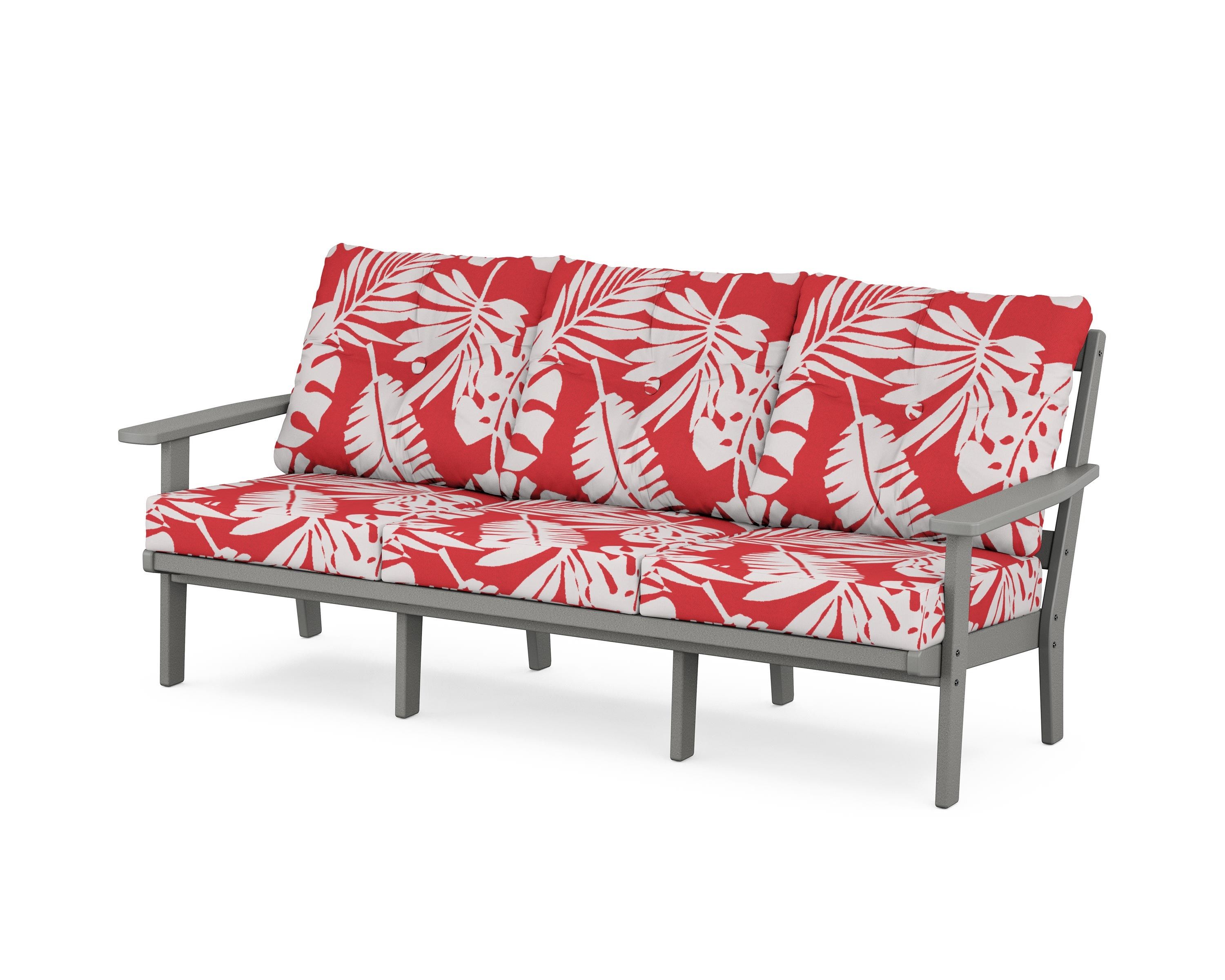 POLYWOOD® Prairie Deep Seating Sofa in Slate Grey / Leaf Crimson