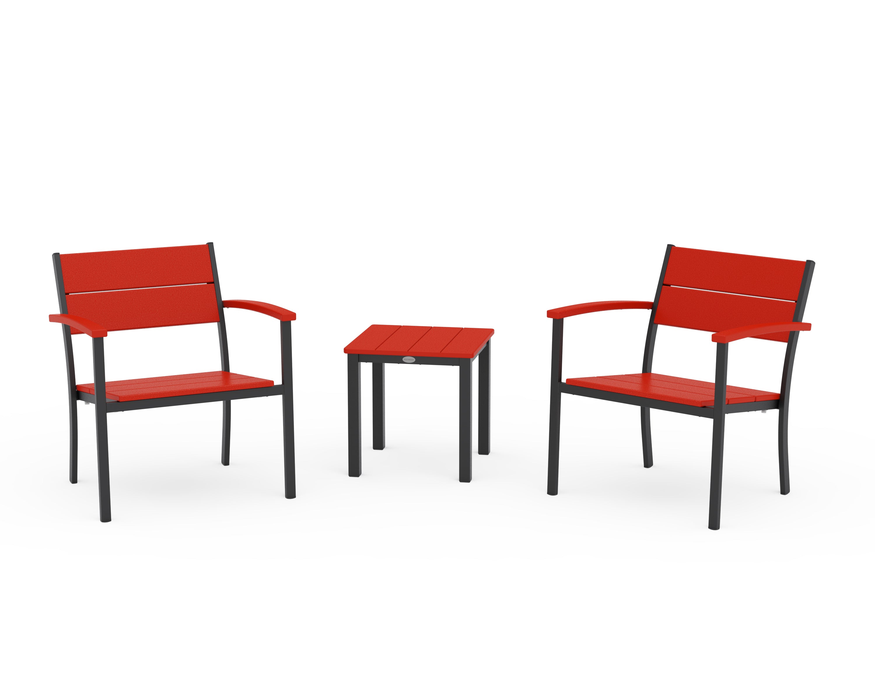 POLYWOOD® Main Street 3-Piece Lounge Chair Set in Black / Sunset Red