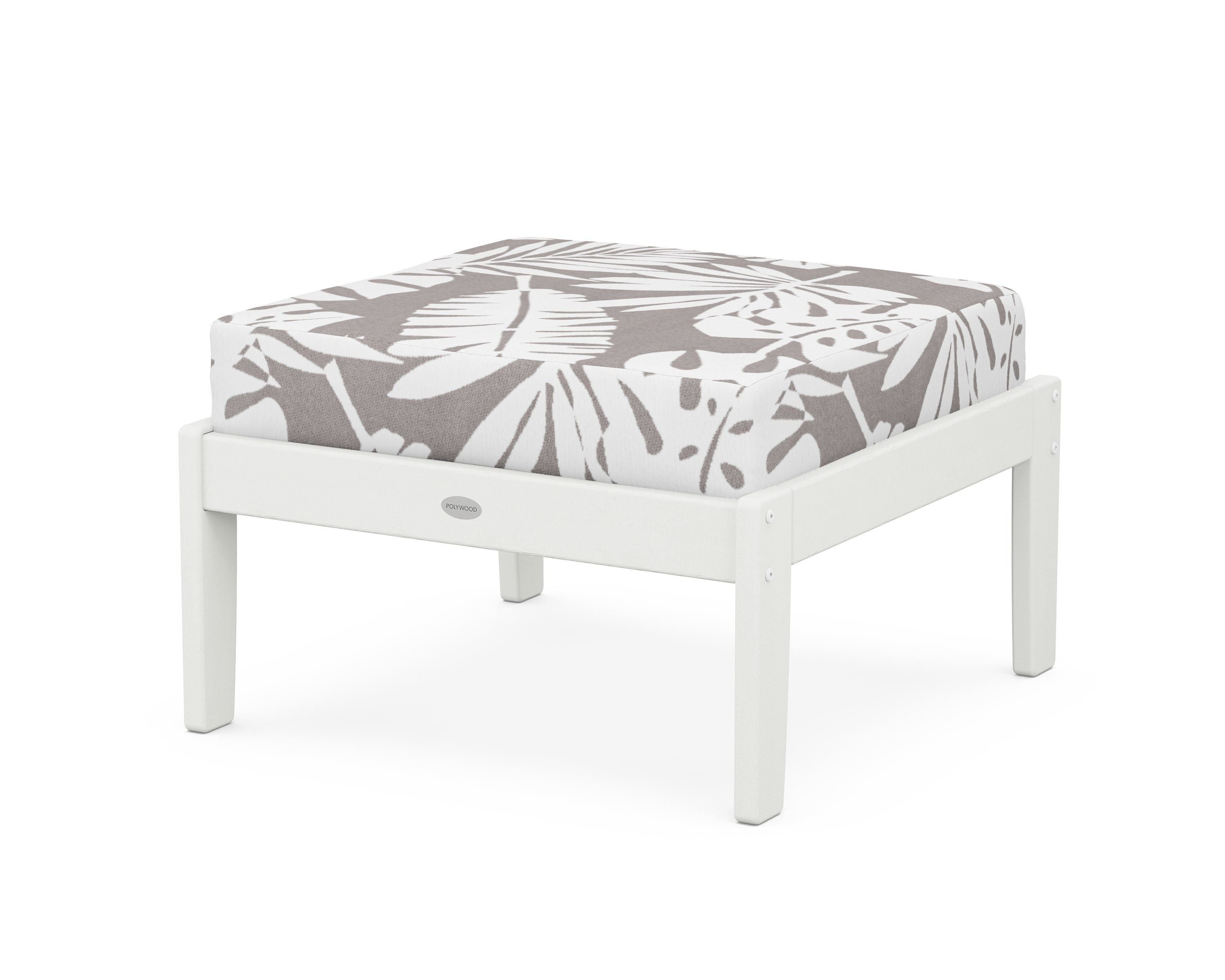 POLYWOOD® Braxton Deep Seating Ottoman in Vintage White / Leaf Grey Mist