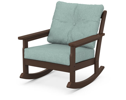 POLYWOOD® Vineyard Deep Seating Rocking Chair in Mahogany / Glacier Spa